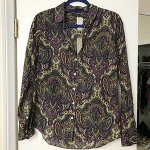 Jcrew women’s paisley button up shirt. Sz 6